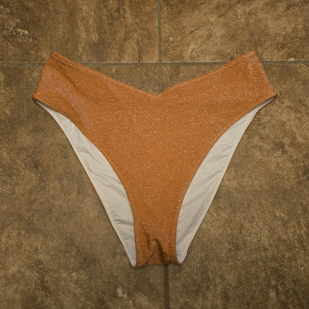 Orange Sparkle High Waisted VS Bikini Bottoms